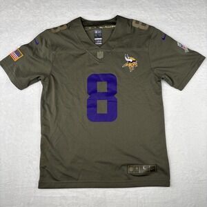 Sam Bradford Minnesota Vikings Salute To Service Jersey Youth Large Green NWOT